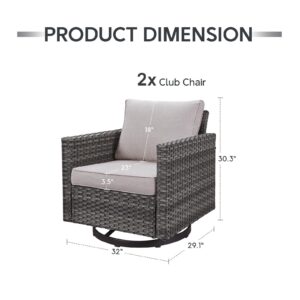 Artfurniz Patio Chairs Wicker Swivel Rocker Set of 2 - Heavy Duty Patio Furniture Set 350LBS Max Load Wicker Outdoor Swivel Glider Rocking Chairs for Porch Balcony Deck Poolside - Grey/Beige