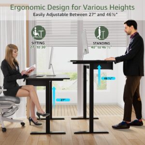 Our Modern Space 2-Drawer Height Adjustable 45" Electric Standing Desk - Upgraded Ultra Durable Home Office Large Rectangular Computer Table or Laptop Sit Stand Workstation - Black