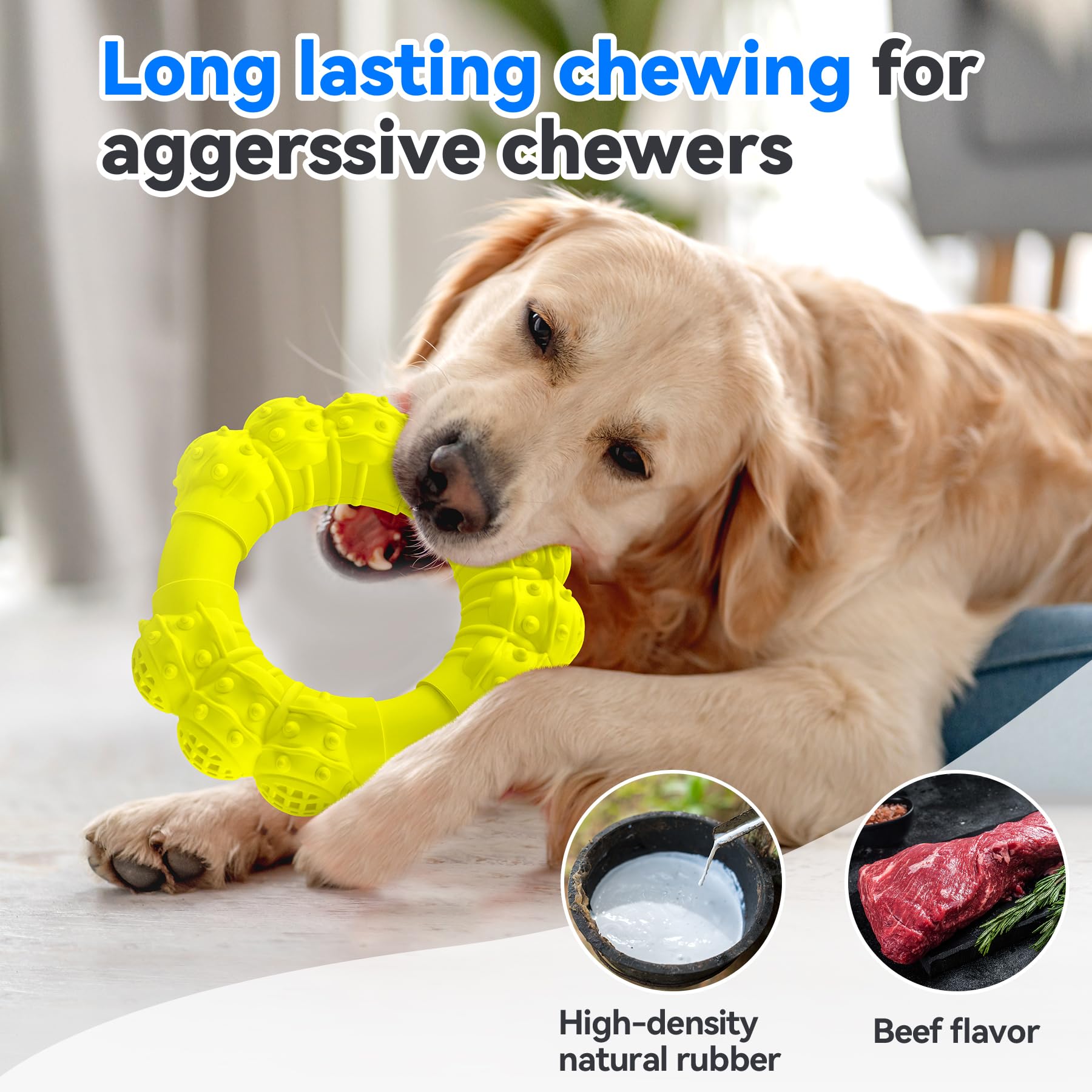 DAOZIJI Indestructible Dog Chew Ring Toys for Aggressive Chewers, Super Chewer Dog Toys for Medium Large Dogs, Puppy Teething Rings for Relax, Interactive Dog Ring Toys, Heavy Duty Dog Teething Toys