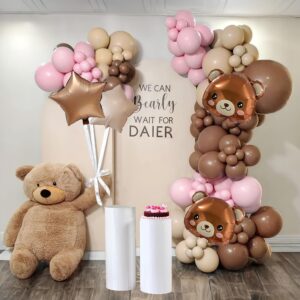 bear balloon garland arch kit 140pcs brown pink balloons with bear foil woodland animal balloons for we can bearly waits bear theme birthday baby shower party supplies