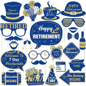 cheereveal retirement photo booth props - glitter retirement party signs with wooden sticks, going away office work job change graduation ceremony party decorations