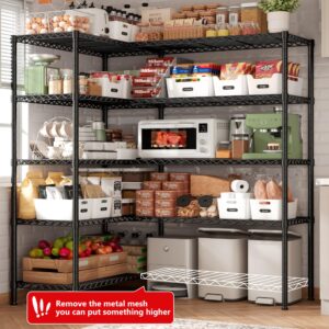 REIBII 1500LBS Storage Shelves 61.2''W Wire Shelving Unit 5 Tier Metal Shelving for Storage Rack Shelves for Storage Heavy Duty Garage Shelf Pantry Shelves Kitchen Shelving, 61.2''W*72.4''H*15.7" D