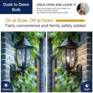 FLSNT Dusk to Dawn Outdoor Sensor LED Edison Bulbs, 4W (40W Eqv.), 450LM, B11 LED Candelabra Bulb E12 Base, Auto On/Off Photocell for Energy-Efficient, 5000K Daylight White, 4 Pack