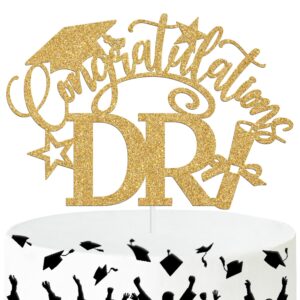 Congratulations DR Cake Topper, Congrats Grad/Doctoral Degree Cake Decor, Class of 2024 Graduation Party Decorations Supplies, Gold Glitter