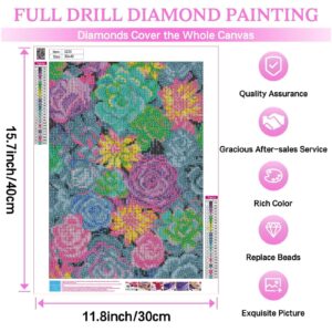 Ausanrl Succulents Diamond Painting Kits for Adults Beginners-Succulents Plant Diamond Art Kits for Adults,Flower Gem Art Kits for Adults for Gift Home Wall Decor Gifts 12x16inch