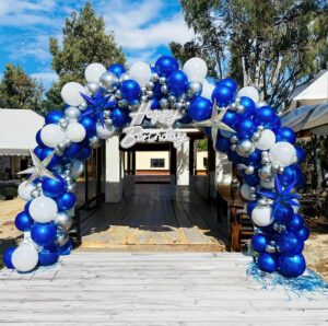 yeewaka royal blue and silver balloon garland arch kit 160+pcs with silver and blue star balloons for men birthday 2024 graduation ceremony prom decorations