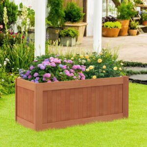 Toolsempire Outdoor Planter Bench, 45 Gallon Outdoor Bench Wooden Raised Garden Bed with Planter Box, 2-in-1 Wood Planter Bench Deck Plant Box for Porch, Patio, Garden & Backyard