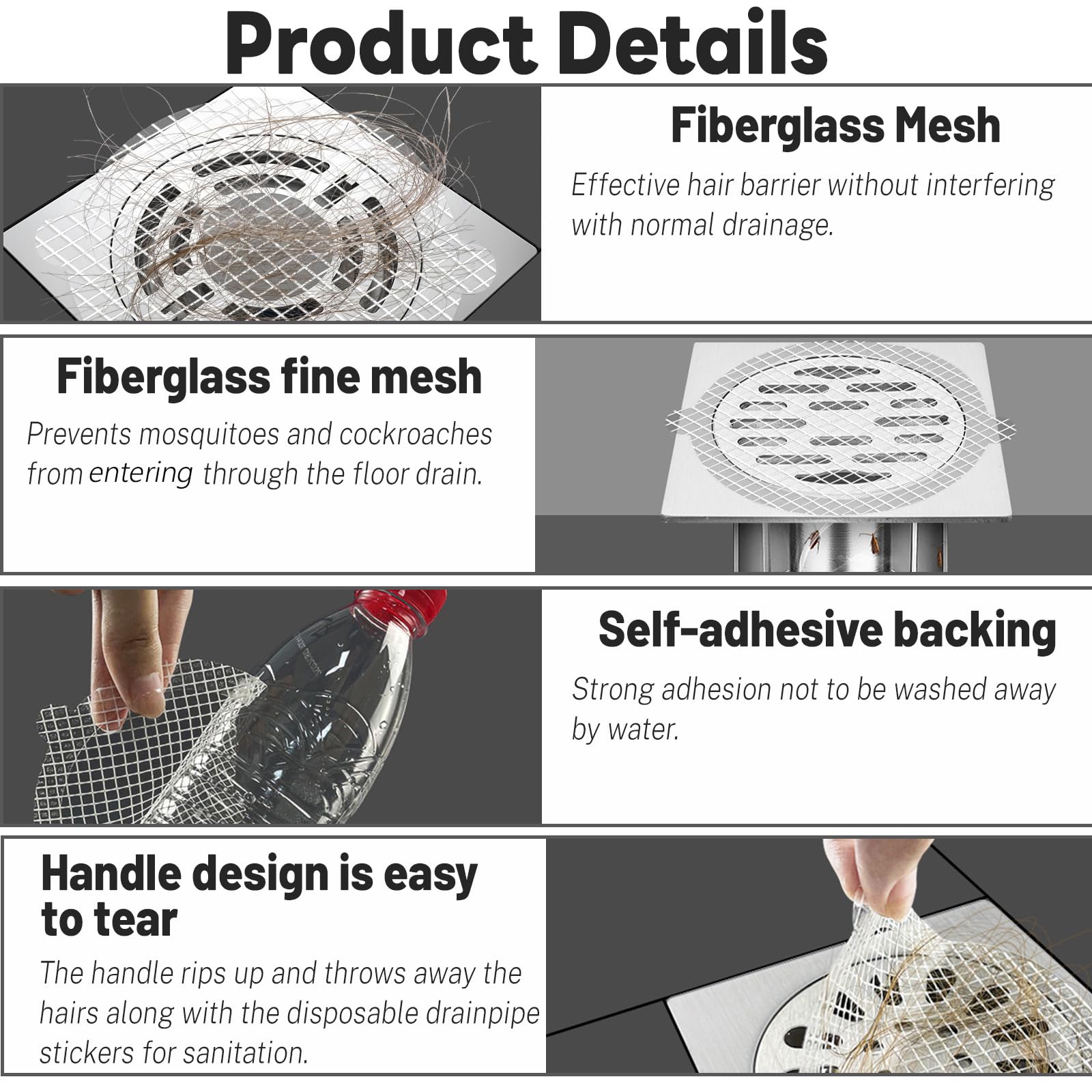 ASTIMESA 25 Pack Disposable Shower Drain Hair Catcher,4.3 Inch Mesh Sticker Drain Cover, Adhesive Hair Stopper Collector Trap,Floor Strainer for Bathroom Bathtub Kitchen Sink (25)