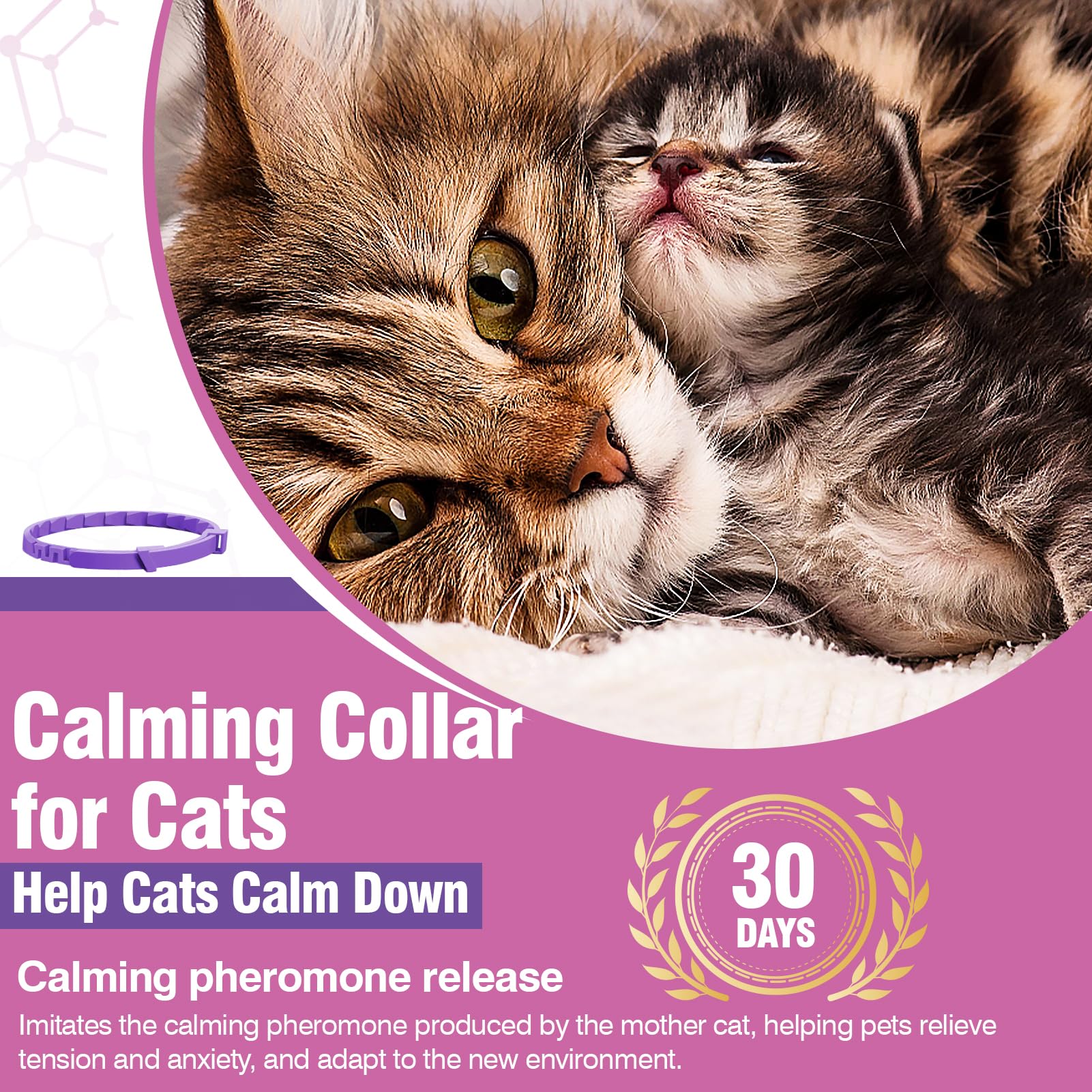 Cat Calming Collar Calming Collar for Cats 3 Pack Calming Cat Collar Relieve Stress and Anxiety Calming Collar Relax Cat Pheromone Collar Suitable for Small Medium and Large Cats Calming Cat Collars