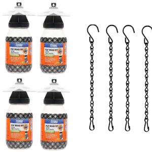 4 Pack of TERRO Fly Magnet, Reusable Fly Trap - Includes 4 Fly Bait Packet and Heavy Duty 9.5 PLEXON Hanging Chain (4 Traps)