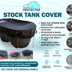 Polar Protector - 100 Gallon Oval Stock Tank Cover and Insulated 5mm Neoprene Slip Bundle Ice Water Bath Waterproof Keeps Tanks Clean and Insulated