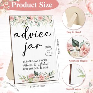 Sintuff 114 Pieces Floral Theme Bridal Shower Party Decor for Guest Include Advice and Wishes for The Mr and Mrs Wedding Advice Sign with Holder 100 Advice and Wishes Cards 12 Pens 1 Pet Jar