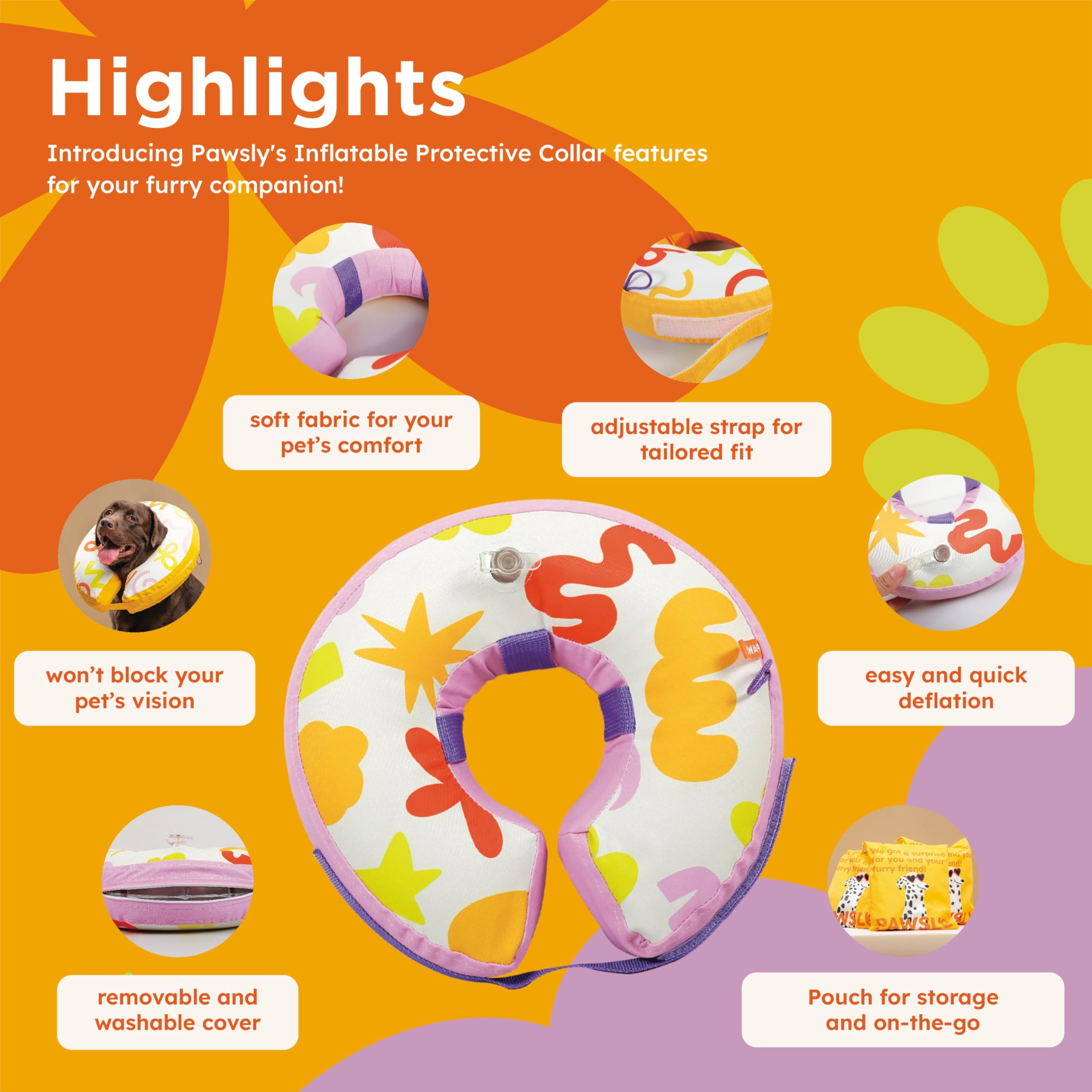 Protective Inflatable Dog Cone Collar | Dog Soft Cone for Dogs to Stop Licking and Recovery | Dog Donut Collar After Surgery to Keep Dog from Licking Wound | Soft Dog Cone Alternative for Large Dog