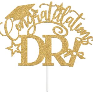 Congratulations DR Cake Topper, Congrats Grad/Doctoral Degree Cake Decor, Class of 2024 Graduation Party Decorations Supplies, Gold Glitter