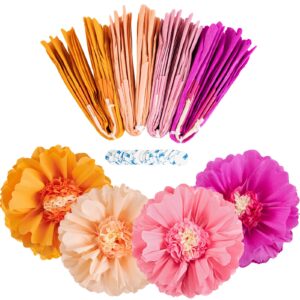 SUNBEAUTY 4 PCS 20" Hot Pink Orange Party Decorations Giant Paper Flowers Tissue Paper Flowers Paper Flowers Decorations Spring Party Decorations Flower Birthday Party Decorations