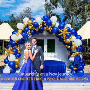 yeewaka royal blue and gold balloon garland arch kit 160pcs with Gold Blue White and Diy star burst balloons for for Boy Baby shower Men birthday 2024 Graduation Ceremony decorations