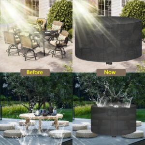 Patio Table Cover Round 74x33in, Patio Covers for Outdoor Furniture, Garden Furniture Covers with Air Vent and Handle, for Patio Dining Set, All Weather Protection