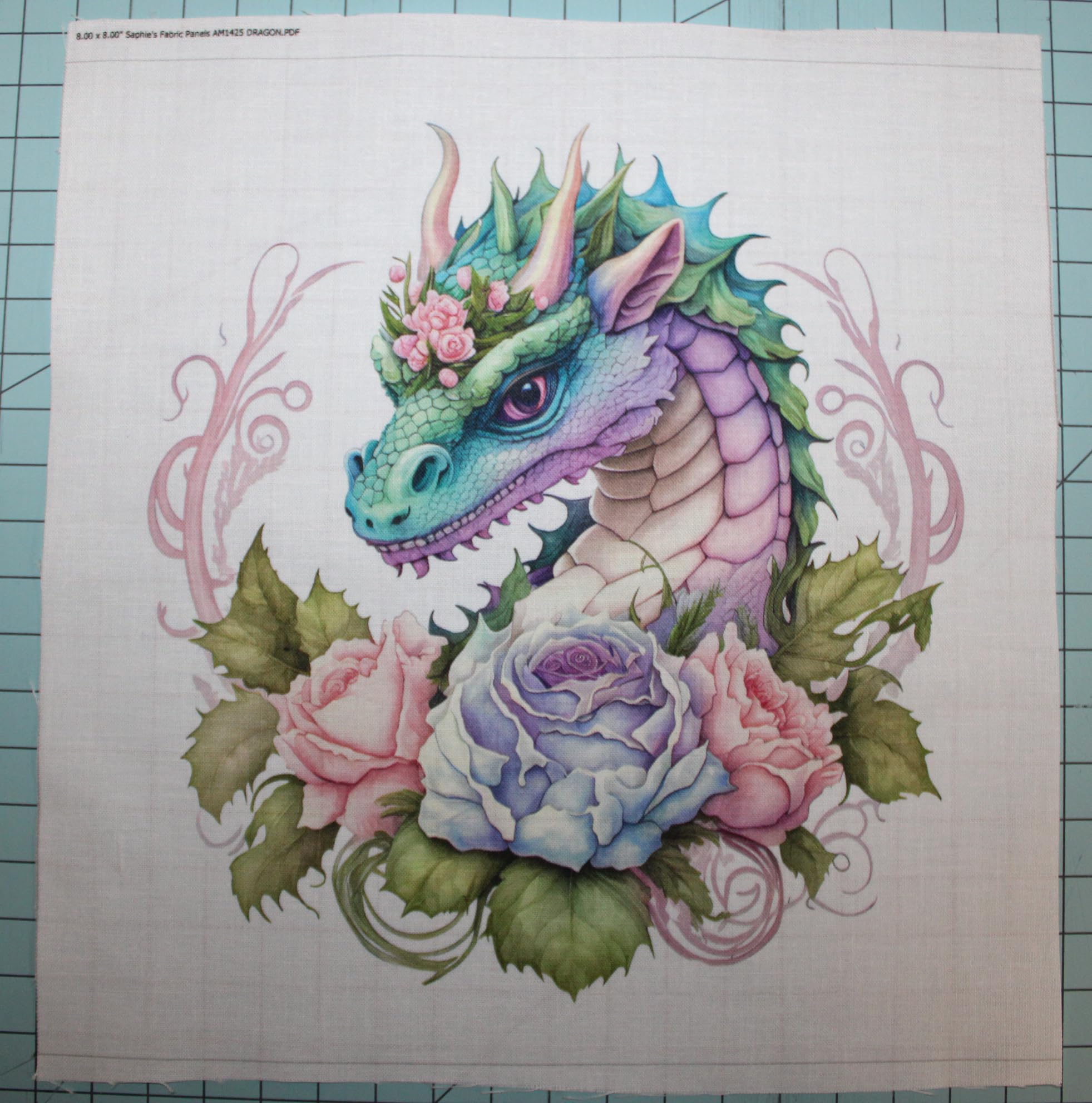 Fabric Panel 8"x8" Dragon 100% Cotton Quilting Panel Square AM1425