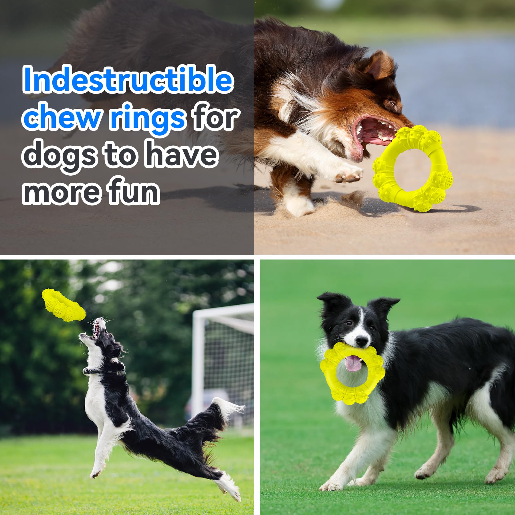 DAOZIJI Indestructible Dog Chew Ring Toys for Aggressive Chewers, Super Chewer Dog Toys for Medium Large Dogs, Puppy Teething Rings for Relax, Interactive Dog Ring Toys, Heavy Duty Dog Teething Toys