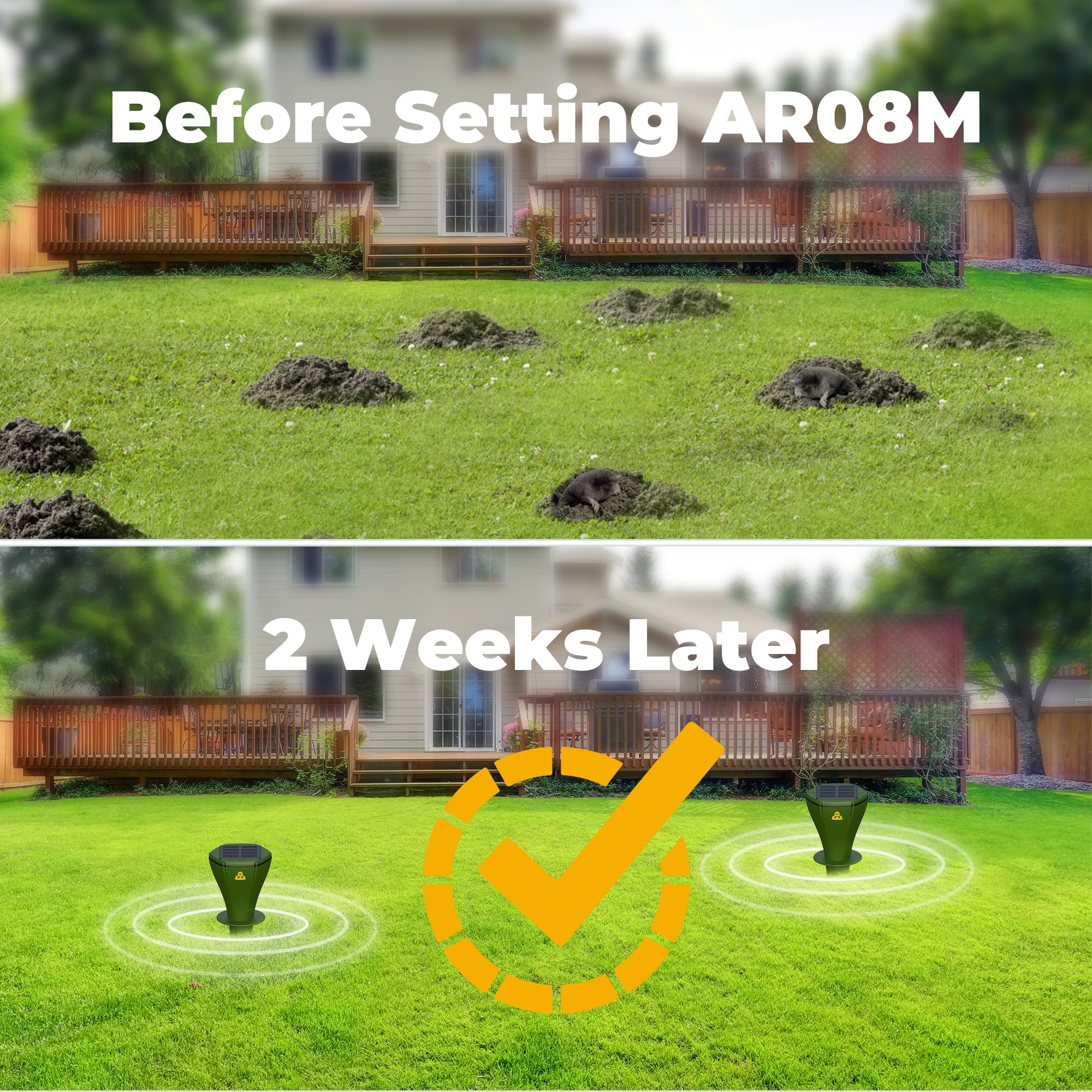 Solar Powered Mole Repellent for Lawns Screw Gopher Repellent Quiet Outdoor Vibration Deterrent Get Rid of Snake Vole Racoon Armadillo and Other Burrowing Pests (8 Pack)