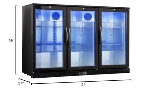 New Procool Refrigeration 3-door Glass Front Back Bar Beverage Cooler with Blue LED; 54" Wide