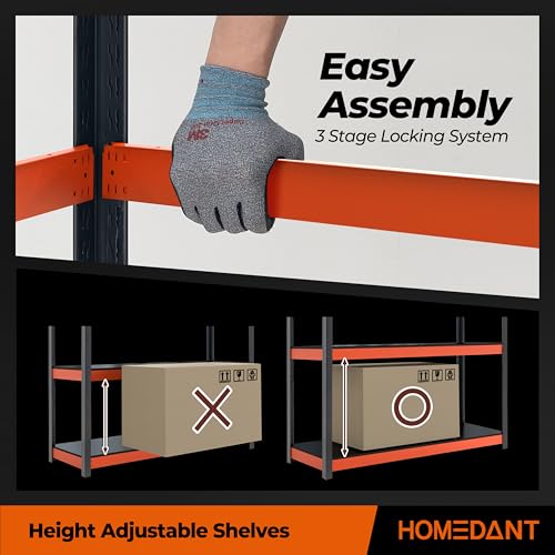 HOMEDANT House 5-Tier Orange-Black 48.1" W x 16.5" D x 71.3" H Laminated Metal Shelving Unit Adjustable Storage Utility Rack Heavy Duty Shelves Organization Shelf Kitchen Garage Pantry Closet 1Pack