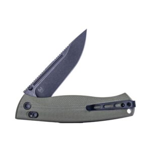 Real Steel Pathfinder FFG - 3.74" Alleima 14C28N Blackwash Blade,G10 Handle Knife - Perfect for Camping, Hiking, EDC Cutting Tasks,Unique Gifts for Men Women Dad Husband Boyfriend - Green G10 Handle