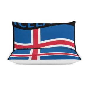 Flag of Iceland Comfortable Duvet Cover Bedding Comforter Set with Zipper Closure Bedroom 86"x70"