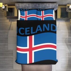 Flag of Iceland Comfortable Duvet Cover Bedding Comforter Set with Zipper Closure Bedroom 86"x70"