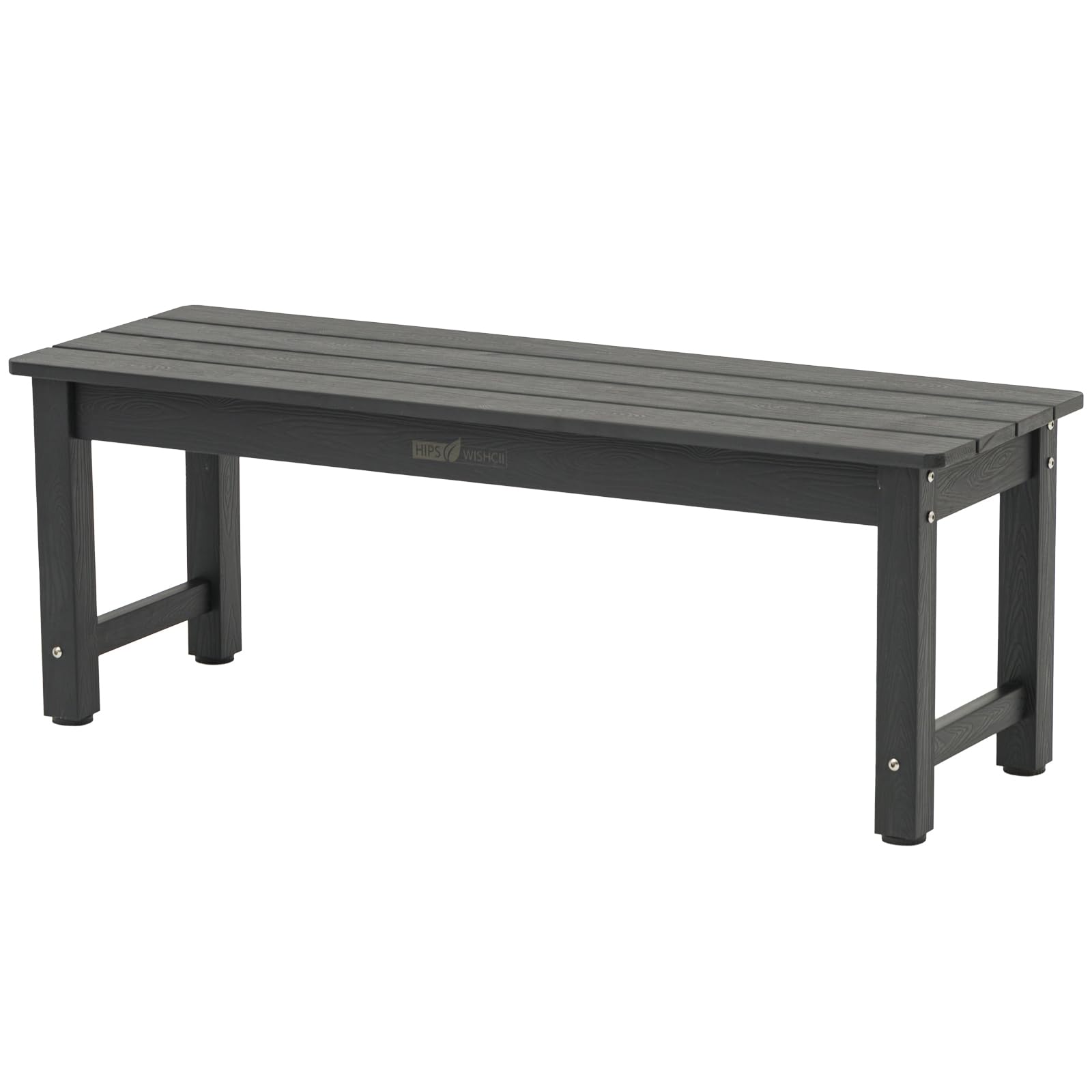 WISHCII Outdoor Bench, Poly Lumber Weatherproof, 2 Person Patio Benches for Outdoors, Never Rot and Fade Backless Bench, Suit for Garden Park and Porch(Black)