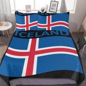 Flag of Iceland Comfortable Duvet Cover Bedding Comforter Set with Zipper Closure Bedroom 86"x70"