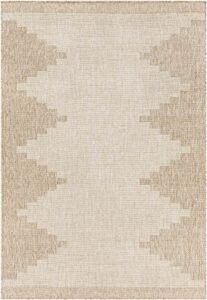 boutiquerugs djugun moroccan geometric area rug - outdoor safe - performance rug for porch, patio, entryway - high traffic rug - beige, cream, tan, brown - 2' x 2'11" (2x3 small area rug)