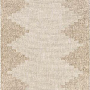 BoutiqueRugs Djugun Moroccan Geometric Area Rug - Outdoor Safe - Performance Rug for Porch, Patio, Entryway - High Traffic Rug - Beige, Cream, Tan, Brown - 2' x 2'11" (2x3 Small Area Rug)