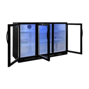 New Procool Refrigeration 3-door Glass Front Back Bar Beverage Cooler with Blue LED; 54" Wide