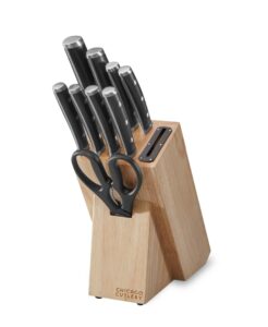 chicago cutlery damen (10-pc) built-in sharpener kitchen knife block set with steak knives, ergonomic handles and sharp stainless steel professional chef knife set