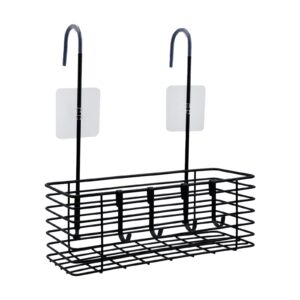 Pastlla Hanging Shower Rack, 304 Stainless Steel Bathroom Rack Storage Rack Shampoo Bracket, Shower Caddy Hanging, No Drilling, the Back Hook Can be Rotated, Single Layer Shelf, Black