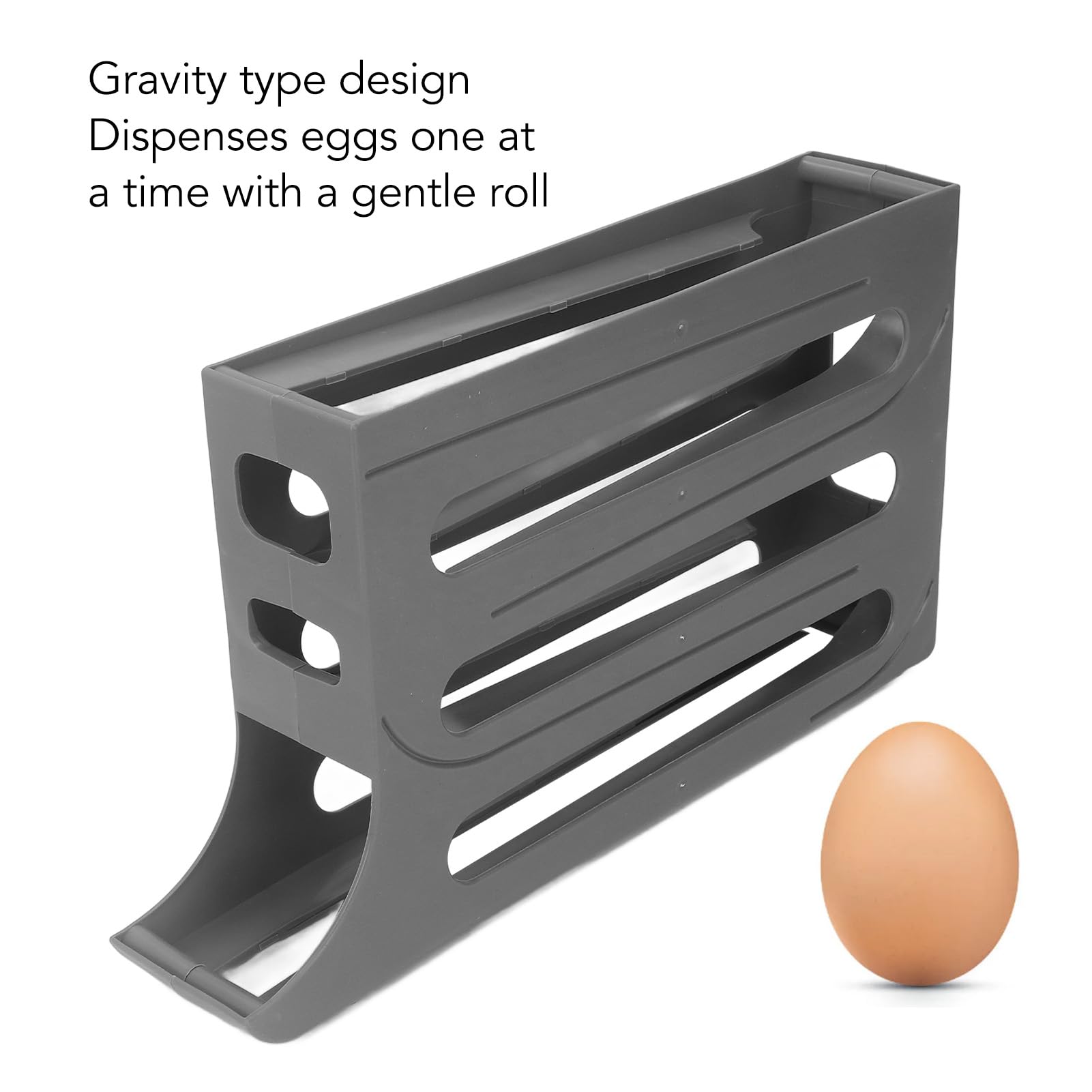 Egg Holder for Refrigerator, 60 Count Automatic Rolling Egg Dispenser with 4 Tier & Double Rows, Space Saving Egg Tray Organizer Egg Storage Container for Fridge & Countertop