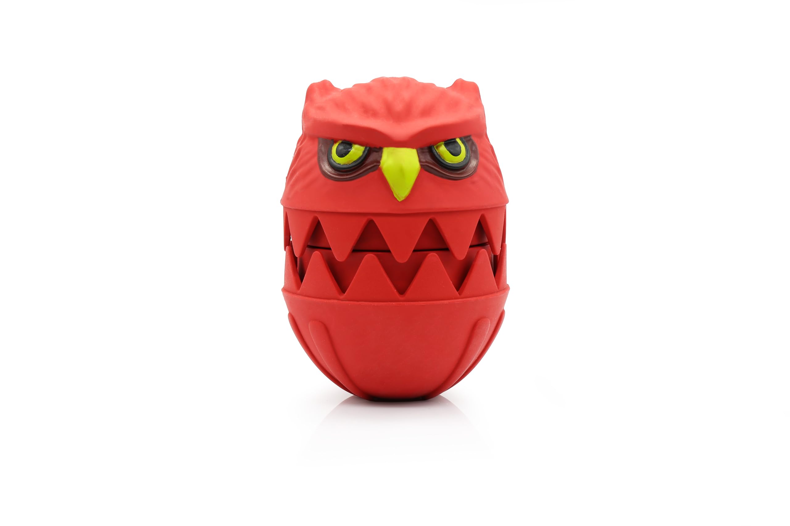 WapaW Owl Squeaky Dog Toy - Natural Rubber Treat Dispensing Dog Toys for Small & Medium Dogs, Indestructible Dog Chew Toys for Aggressive Chewer, Tough Dog Toothbrush Toy (Red Owl)