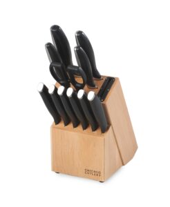 chicago cutlery avondale (12-pc) built-in sharpener kitchen knife block set with steak knives, ergonomic handles and sharp stainless steel professional chef knife set