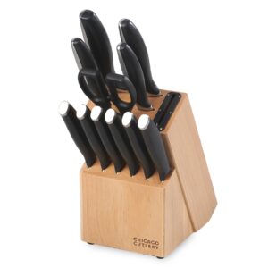 Chicago Cutlery Avondale (12-PC) Built-In Sharpener Kitchen Knife Block Set with Steak Knives, Ergonomic Handles and Sharp Stainless Steel Professional Chef Knife Set