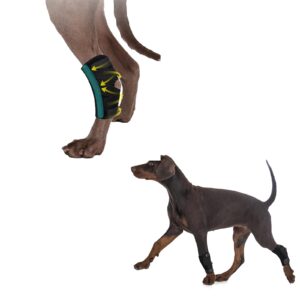 (s/m) dog leg brace for fornt and back leg, canine hock brace for rear legs with dual metal strips,joint warps strong support help for hind leg injuries sprains arthritis torn acl(1pair)