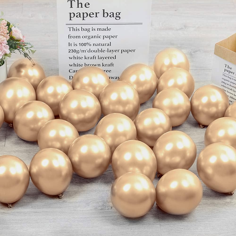 Metallic Champagne Gold Balloons-12 Inch, 50 Pcs Metallic Balloons, Birthday Balloons, Party Balloons, Chrome Balloons for Birthday Party, Graduation Weddings Holiday Birthday Party Decorations