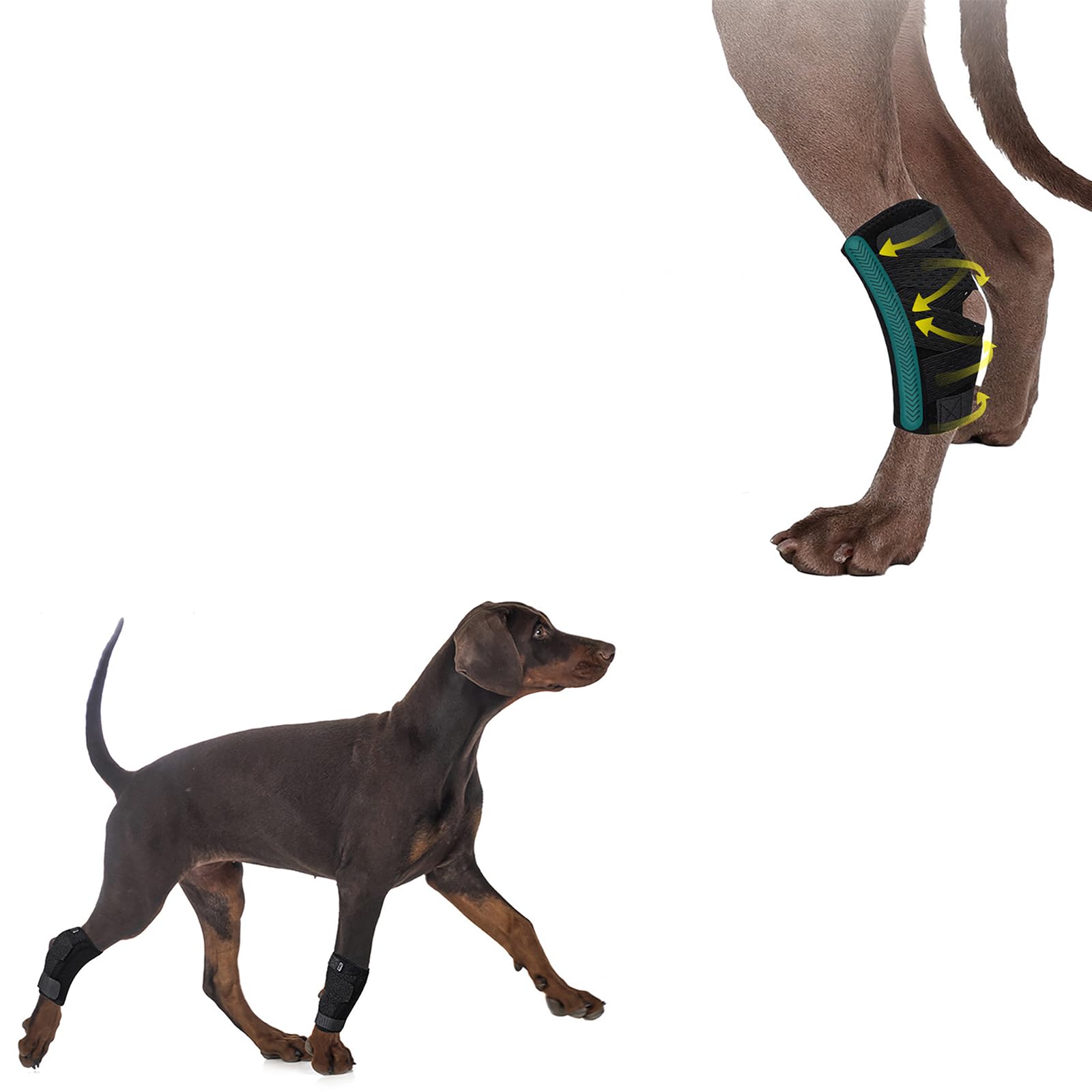 (S/M) Dog Canine Front Leg Brace Wrap, Pair of Dog Leg Compression Sleeve Brace Wrap with Metal Strips Protects Wounds Brace Heals and Prevents Injuries