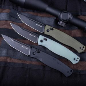 Real Steel Pathfinder FFG - 3.74" Alleima 14C28N Blackwash Blade,G10 Handle Knife - Perfect for Camping, Hiking, EDC Cutting Tasks,Unique Gifts for Men Women Dad Husband Boyfriend - Green G10 Handle