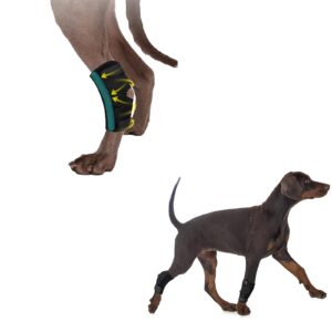 (s/m) canine hock brace for rear legs with dual metal strips,dog leg brace for fornt and back leg, joint warps strong support help for hind leg injuries sprains arthritis torn acl(1pair)