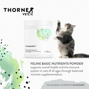 ThorneVet Feline Basic Nutrients - Multivitamin and Mineral Powder Health Supplement for Cats of All Ages - with Amino Acids, Omega 3 Fatty Acids & Probiotics - Tasty Beef Liver Flavor - 120 Scoops