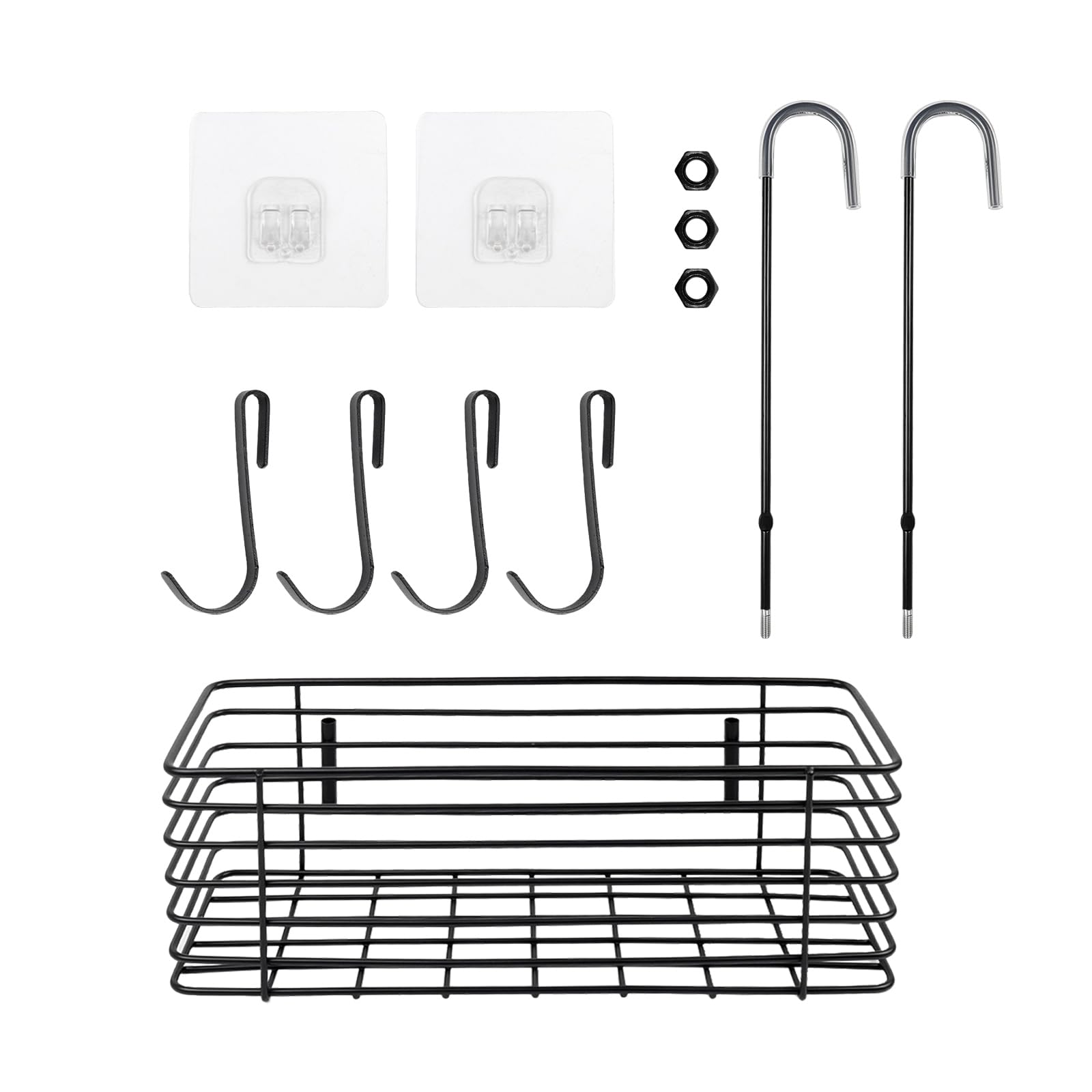 Pastlla Hanging Shower Rack, 304 Stainless Steel Bathroom Rack Storage Rack Shampoo Bracket, Shower Caddy Hanging, No Drilling, the Back Hook Can be Rotated, Single Layer Shelf, Black