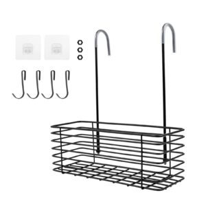 pastlla hanging shower rack, 304 stainless steel bathroom rack storage rack shampoo bracket, shower caddy hanging, no drilling, the back hook can be rotated, single layer shelf, black