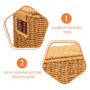 Gadpiparty Large Wicker Storage Basket with Lids Wicker Basket Rattan Magazine Holder Decorative Basket Bin Woven Storage Container, 15 Inch