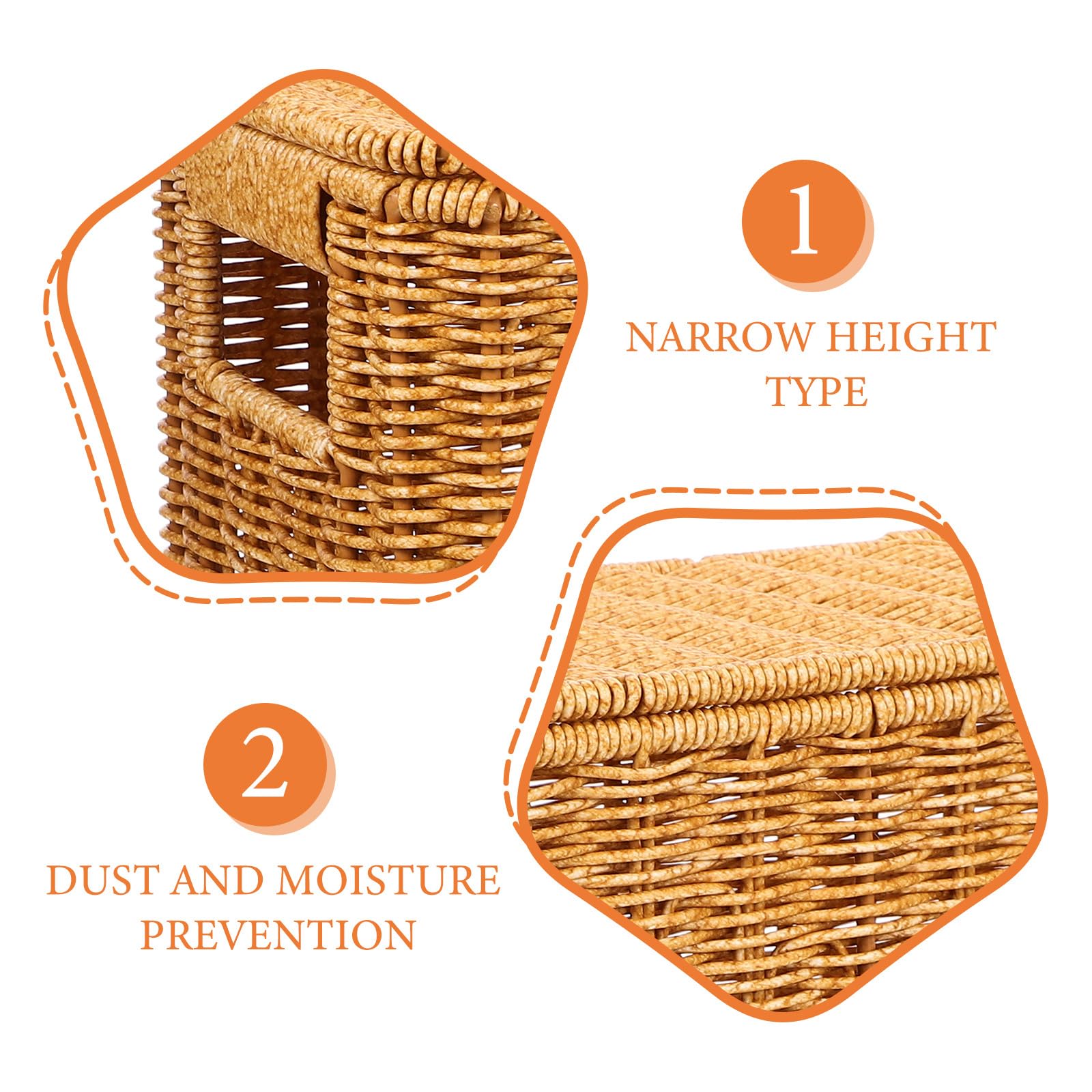 Gadpiparty Large Wicker Storage Basket with Lids Wicker Basket Rattan Magazine Holder Decorative Basket Bin Woven Storage Container, 15 Inch